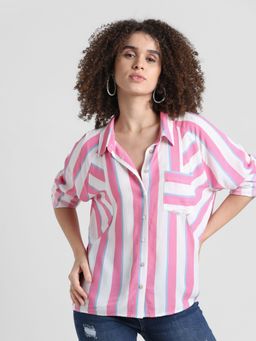 ONLY - Pink Striped Shirt