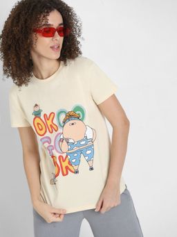 ONLY - x FLABJACKS Cream Printed T-shirt