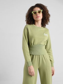 ONLY - Green Cropped Co-ord Set Sweatshirt