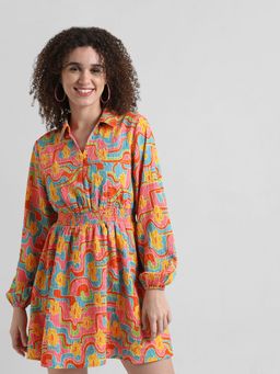 ONLY - Multicolor Abstract Print Shirt Dress