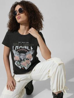 ONLY - Black Washed Printed T-Shirt