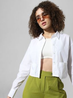 ONLY - White Cropped Pocket Shirt