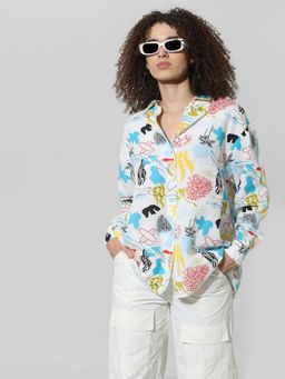 ONLY - White Print Oversized Shirt