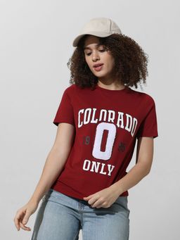 ONLY - Red Typographic Print T-Shirt