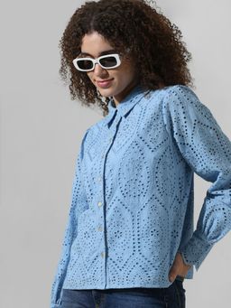ONLY - Blue Schiffli Print Shirt