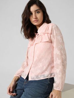 ONLY - Peach Textured Weave Shirt