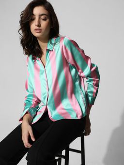 ONLY - Multi-Color Striped Satin Shirt