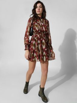 ONLY - Women Printed Polyester Above Knee Green A-line Dress