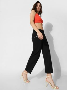 ONLY - Women Solid Rayon Straight Fit Mid Rise Black Leggings