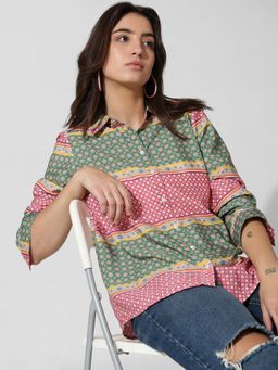 ONLY - Women Printed Polyester Green Shirt