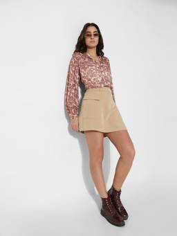 ONLY - Women Printed Polyester Brown Shirt Top