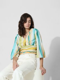 ONLY - Women Striped Polyester Multi-Color Crop Top