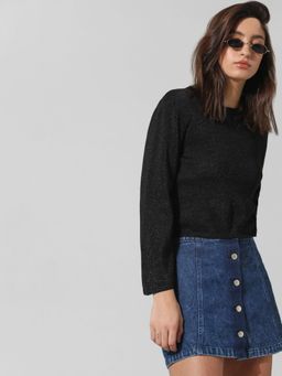 ONLY - Women Solid Viscose Black Sweater