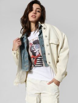 ONLY - Women Printed Cotton White T-Shirt