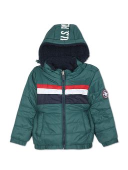 U.S. POLO ASSN. - Boys Dark Green And Navy Hooded Reversible Jacket