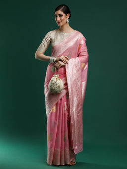 Sarha - Woven Design Chanderi Cotton Saree with Unstitched Blouse