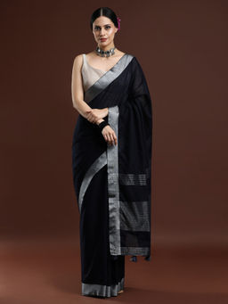 Sarha - Woven Design Solid Bhagalpuri Linen Saree with Unstitched Blouse