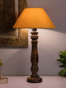 Homesake - Victorian Black Wood Table Lamp Golden Shade