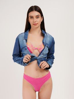 Curwish - Enchantress Lacy Wonders Multicolor Thong Black and Pink (Pack of 2)