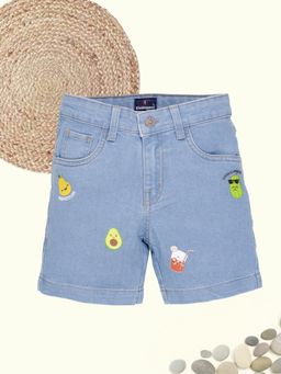 KiddoPanti - Boys Regular Printed Denim Shorts