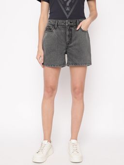 Guess - Charcoal Light Solid High Rise Denim Shorts