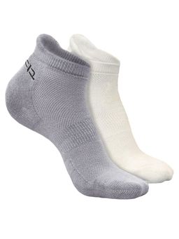 Heelium - Bamboo Ankle Socks-FreeSize UK7-11,2 Pairs,LGrey,White,Anti dour,Anti Blister (Pack of 2)