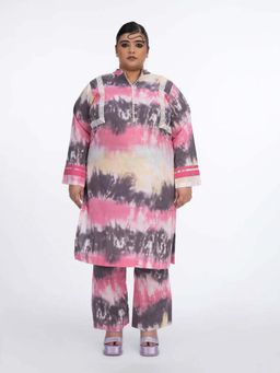 House of Surkh - Tie Dye Lawn Kurta with Palazzo (Set of 2)