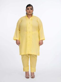 House of Surkh - Yellow Lawn Kurta with Pant (Set of 2)