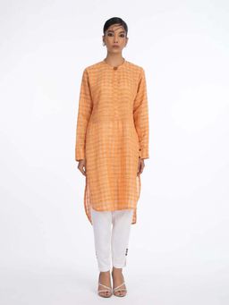House of Surkh - Orange Woven Kurta with Pant (Set of 2)