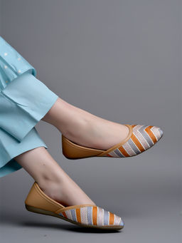 Shoetopia - Embroidered Tan Ballerina for Girls