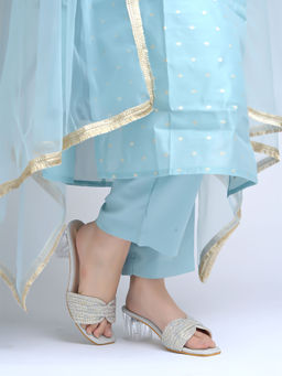 Shoetopia - Embellished Rhinstone Silver Heels for Girls