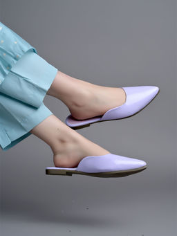 Shoetopia - Stylish Pointed Toe Purple Mules for Girls