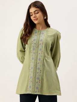 STUDIO MISRI - Green Embroidered Cotton Tunic