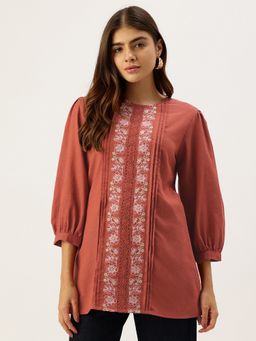 STUDIO MISRI - Red Embroidered Cotton Tunic