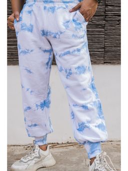 JAVINISHKA - Premium Blue & White Pure Cotton Tie Dye Unisex Joggers
