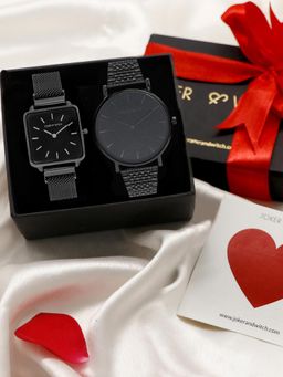 Joker and Witch - Black Stainless Steel Watch (Pack of 2) - JWCW41