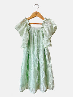One Friday - Fashion Casual Girls Polyester Lace Mint Dress