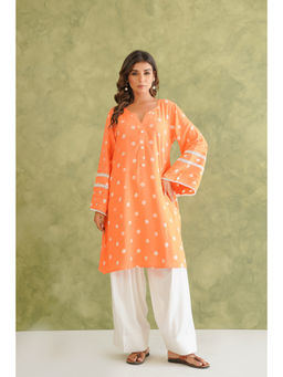 Tara-C-Tara - Orange Bandhej Hand Kurta With Salwar