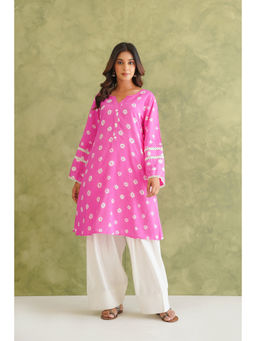 Tara-C-Tara - Pink Bandhej Hand Kurta With Salwar