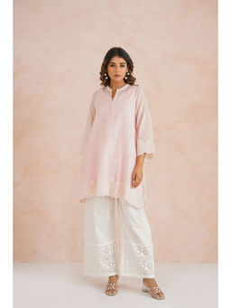 Tara-C-Tara - Pink Kota Doriya Embroider Kurta With Pant