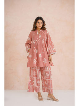 Tara-C-Tara - Dusty Rose Cotton Ethnic Buta Printed Co-Ord Set