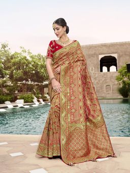 Odette - Multicolor Woven Silk Saree with Unstitched Blouse