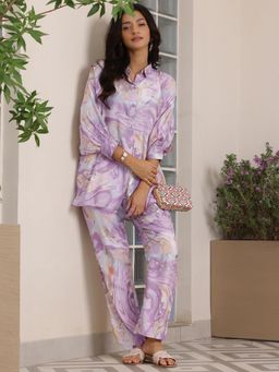 Libas - Lavender Abstract Printed Co-Ord (Set of 2)