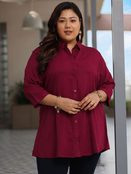 Extra love by Libas - Plus Size Women Maroon Solid Rayon Straight Kurtis for Women