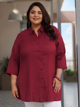 Extra love by Libas - Plus Size Women Red Solid Rayon Straight Kurtis for Women