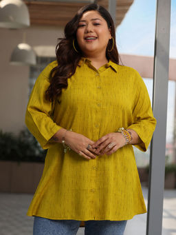Extra love by Libas - Plus Size Women Mustard Solid Rayon Straight Kurtis for Women