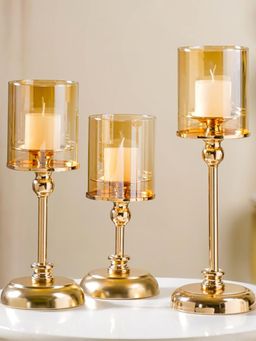 Nestasia - Hurricane Metal Candle Holder Stand with Candles