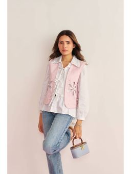 By The Bay - Rose Women White Shirt with Denim Waistcoat