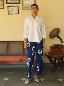 Naav - Women'S White Embellished Printed Shirt With Pant