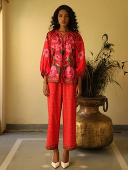 Naav - Women'S Red Floral Printed Co-Ord Set